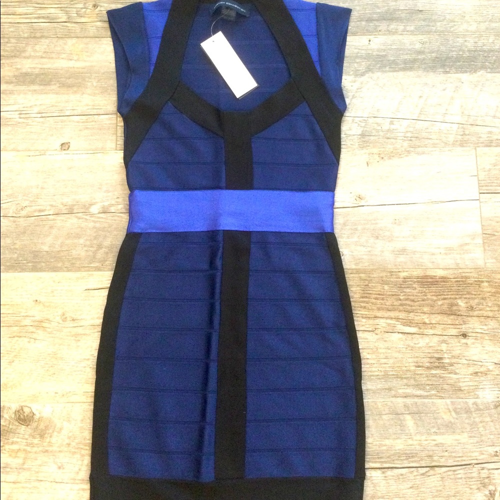 Saks fifth avenue blue with black trim dress